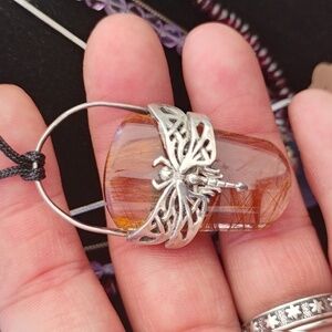 Artisan Silver and Brown Dragonfly Necklace